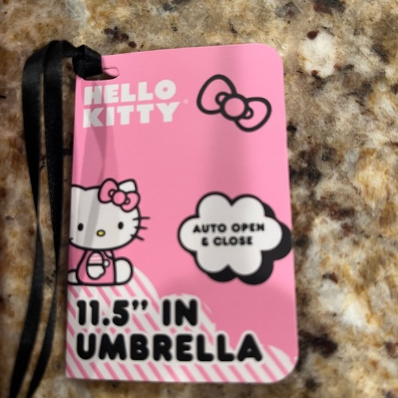 Hello Kitty Pink and Black Compact Auto Open Umbrella - Picture 2 of 3
